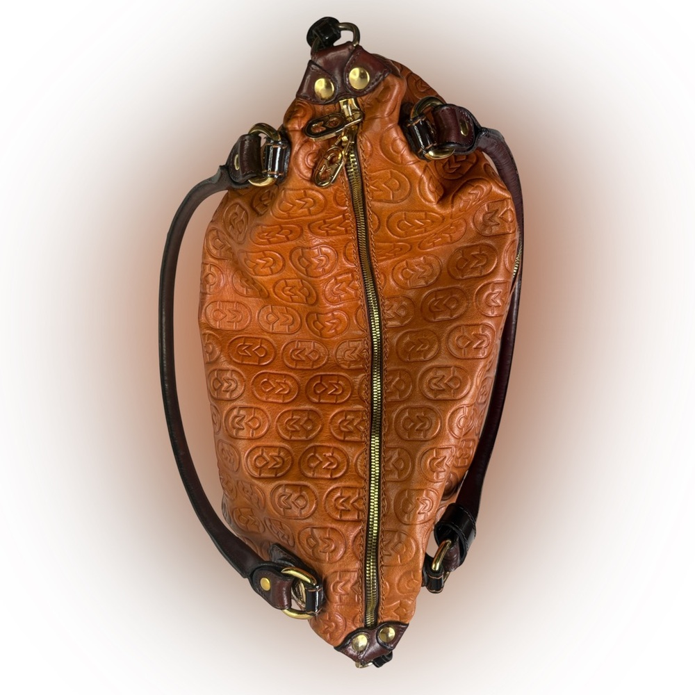 Marino Orlandi Monogram Embossed Leather Bag - Hobo Shoulder/Top Handle - Picture 2 of 14